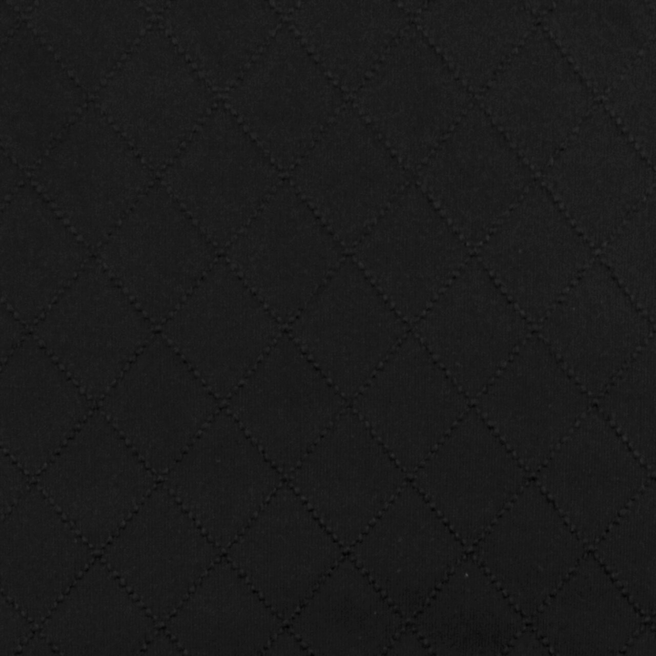 Jet Black Diamond Quilt-Like Stretch Polyester Knit Fabric By the Yard